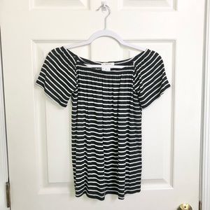 Maurices XS Black/White Striped Off Shoulder Top
